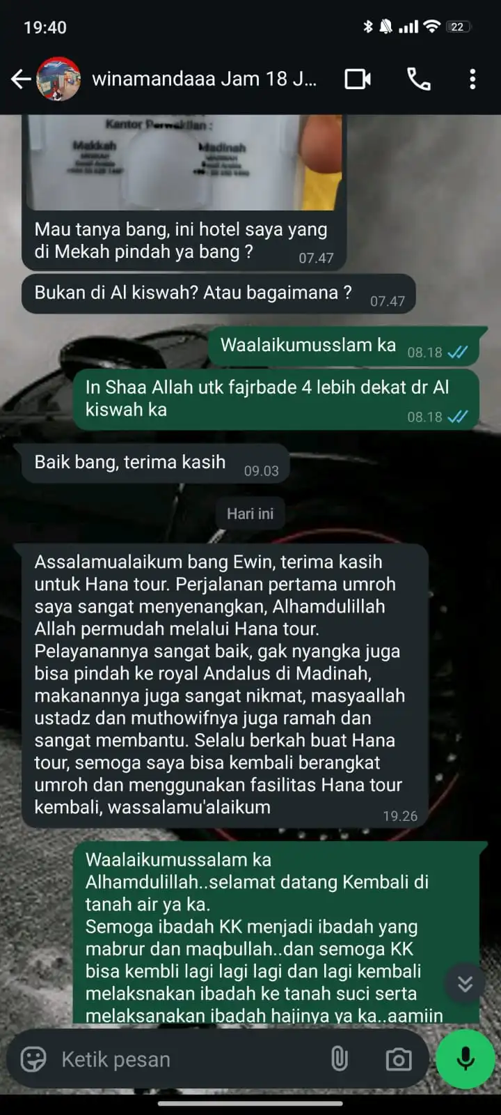 testimoni jamaah hana