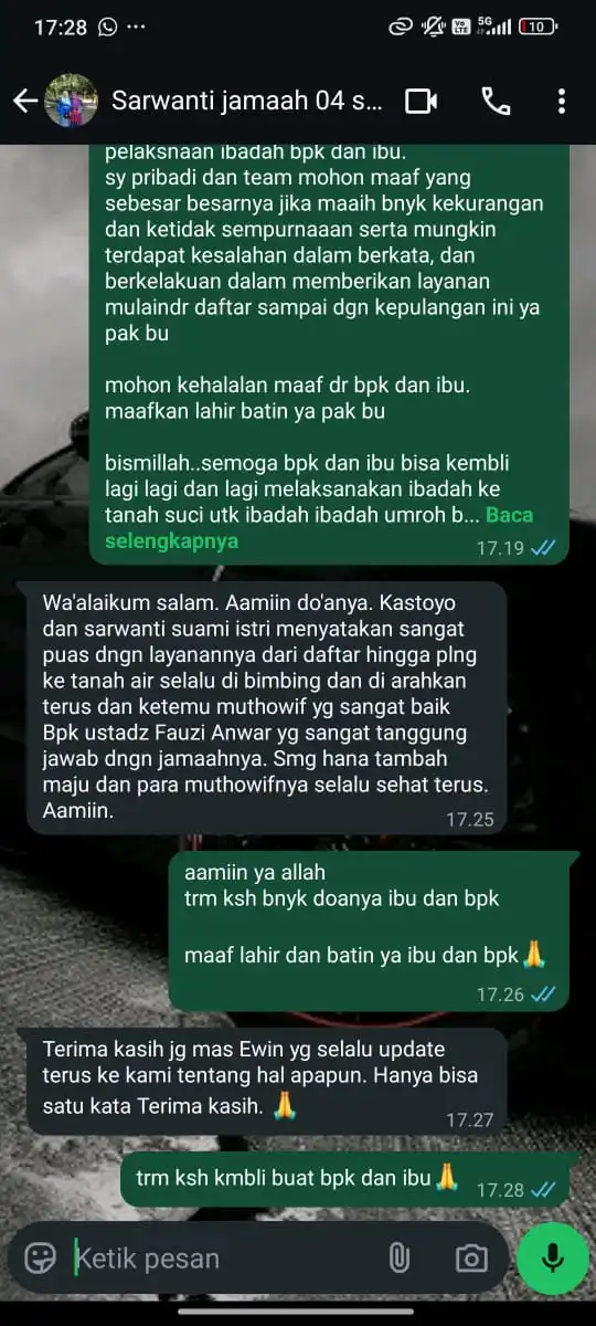testimoni jamaah hana tours ibu Sarwanti