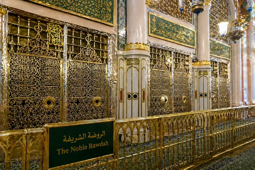 Makam Nabi Muhammad SAW di Raudhah Masjid Nabawi, kota Madinah